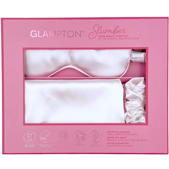 Slumber Satin Sleep Set, White, 3-Piece Set with Pillowcase, Eye Mask, Scrunchie - Picture 1 of 6